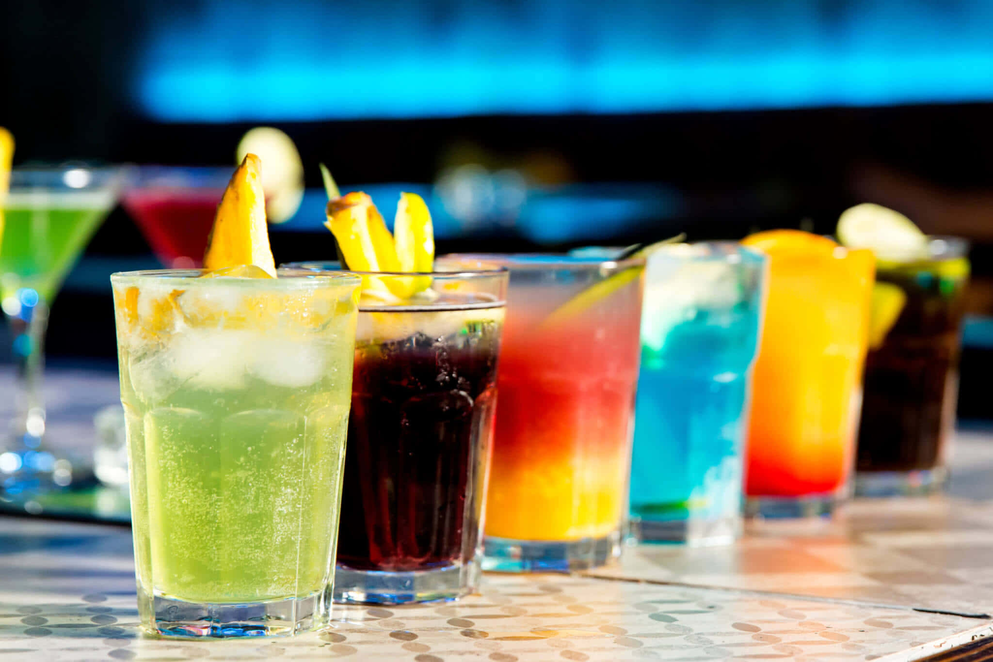 Beautiful Drink, colorful cocktails, citrus garnishes, Full HD Desktop Wallpaper