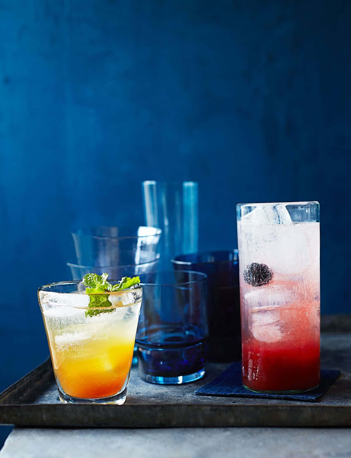 Beautiful Drink, tray, deep blue textured wall, HD Phone Wallpaper