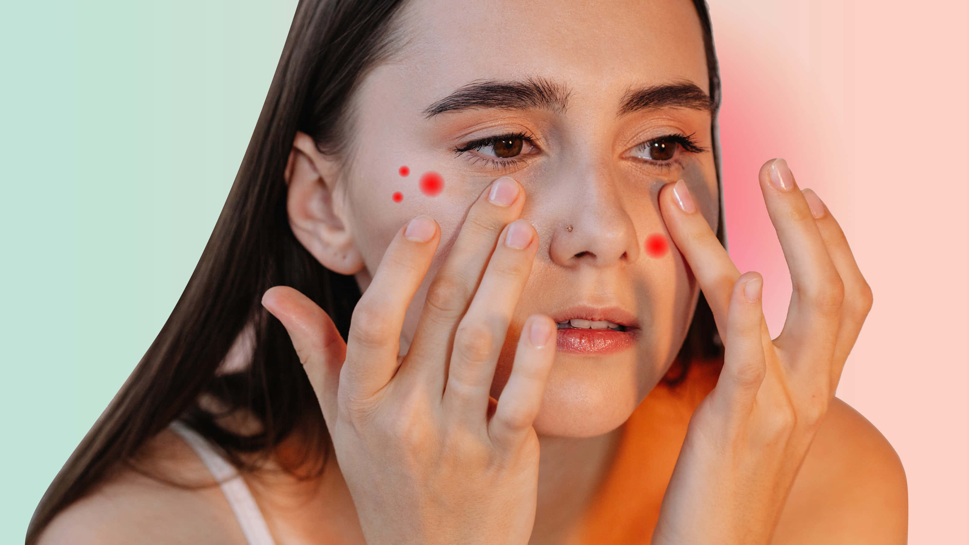 Love Face Of Adult Woman, acne, red dots, 2K Desktop Wallpaper