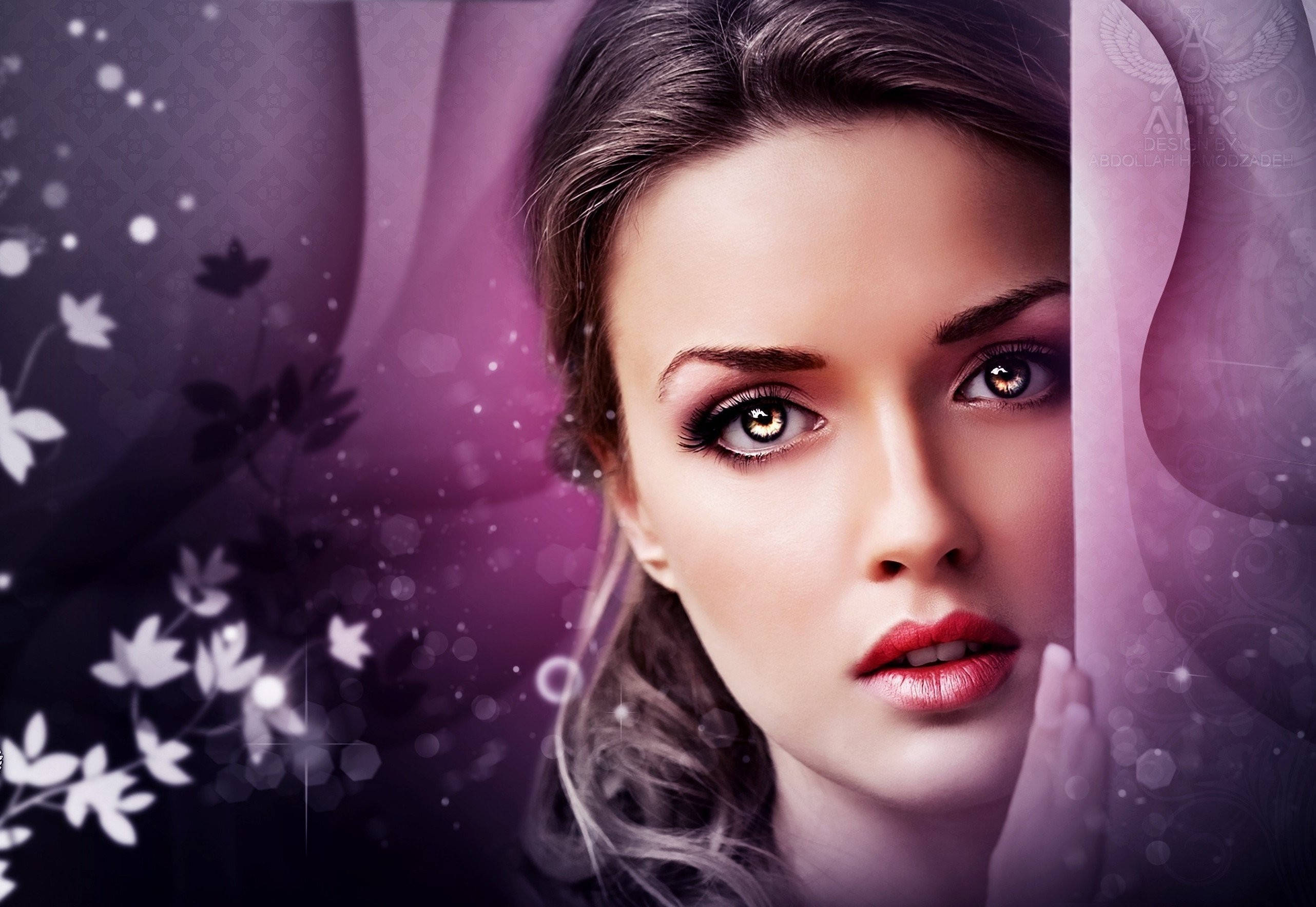 Beautiful Face, soft eyes, green eyes, 2K Desktop Wallpaper