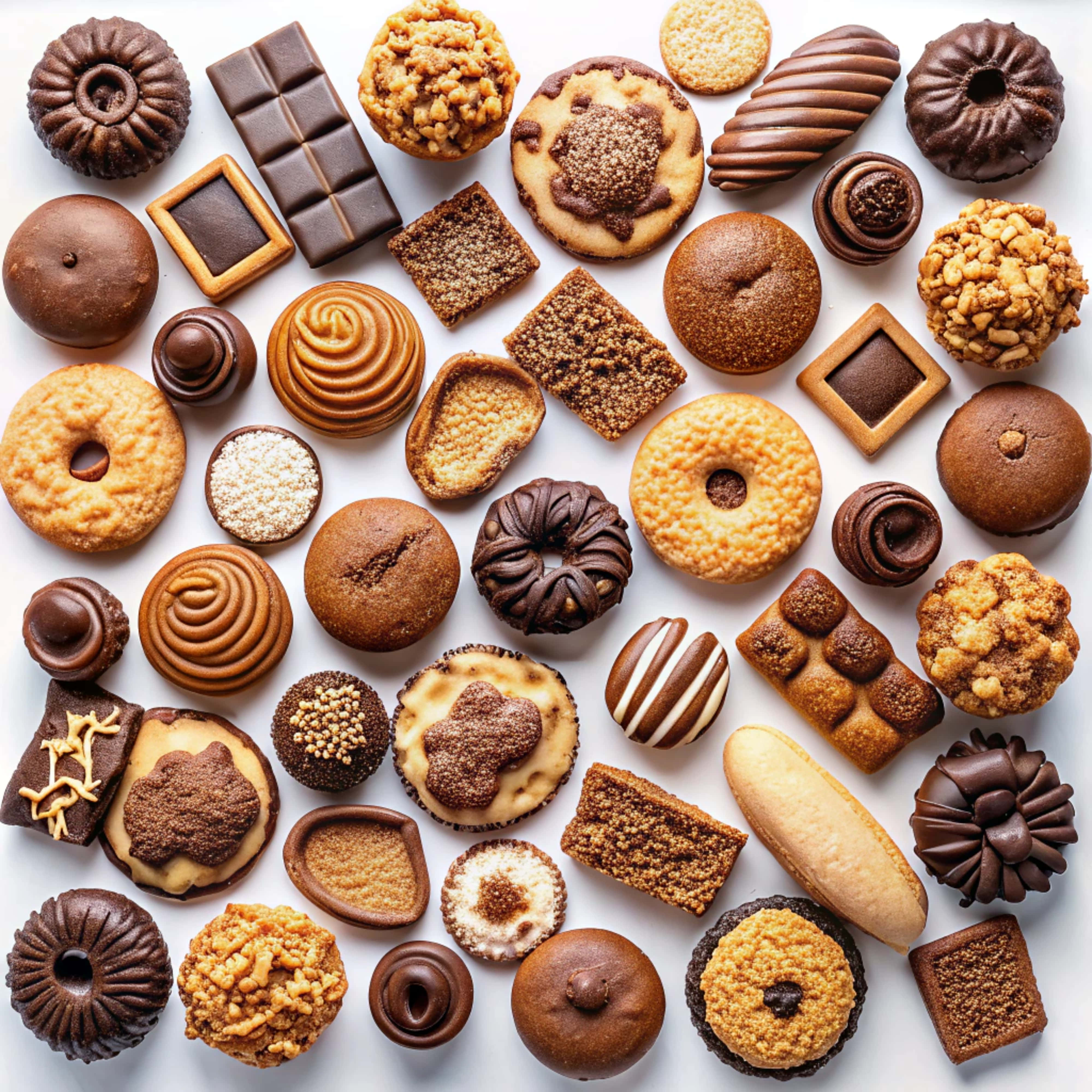 sweet biscuits, assorted baked goods, chocolate bars, 4K Desktop Wallpaper