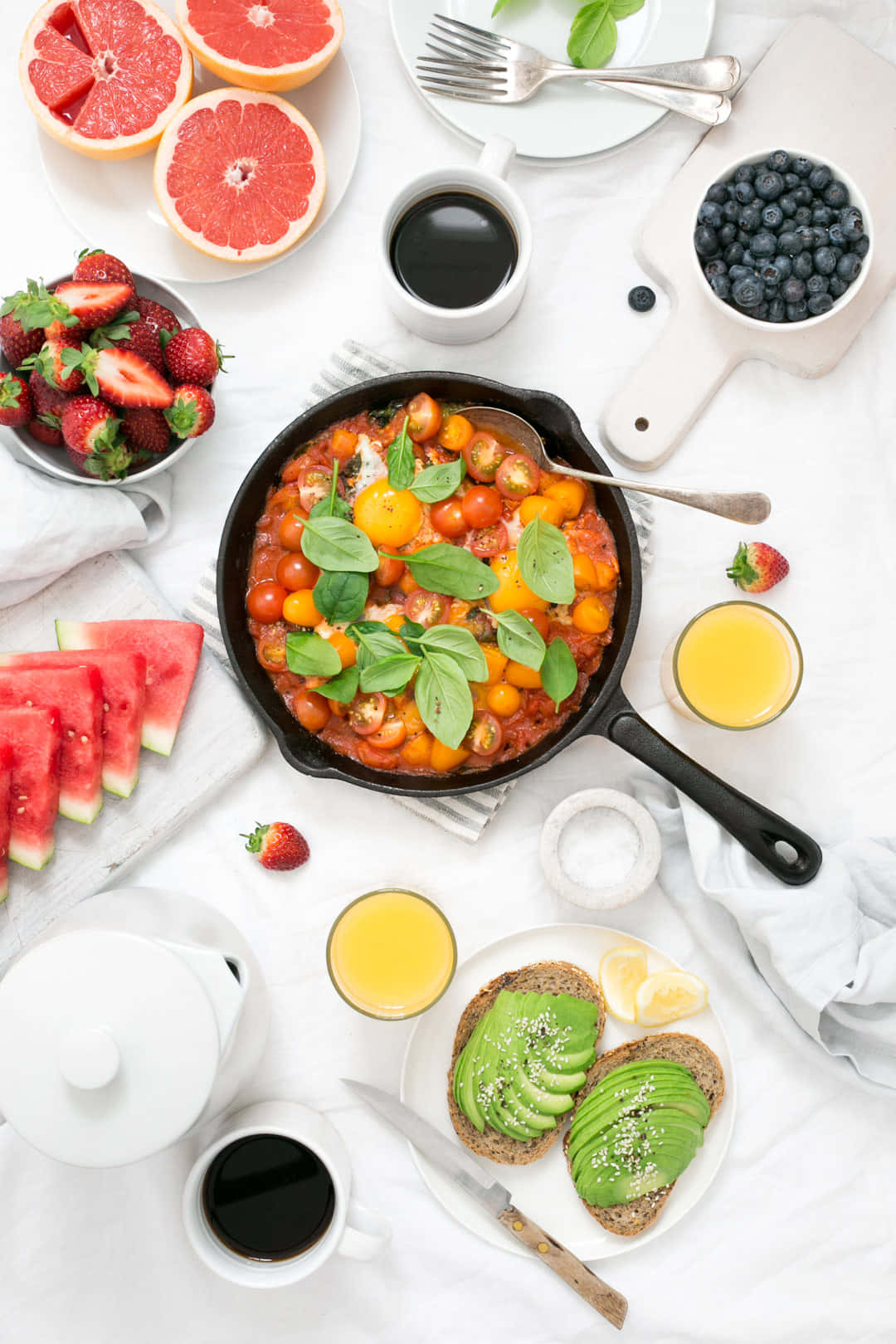 tomato basil sauce, avocado toast, watermelon, HD Phone Wallpaper