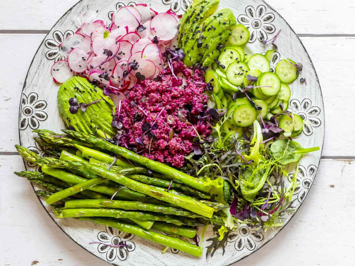 colorful salad, asparagus, radishes, HD Desktop Wallpaper