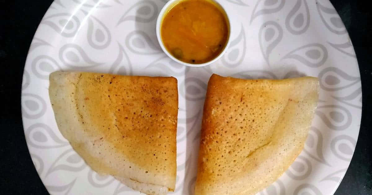 homemade Indian Dosa, golden-brown dosas, patterned plate, SD Desktop Wallpaper