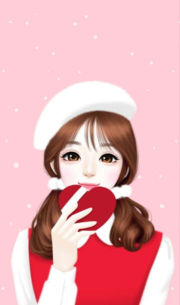 red dress, white beret, red sweater, SD Phone Wallpaper