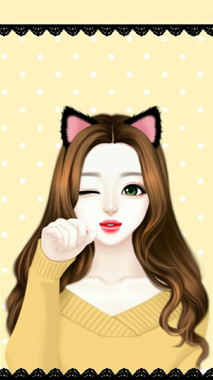 anime girl, cat ears, yellow sweater, HD Phone Wallpaper
