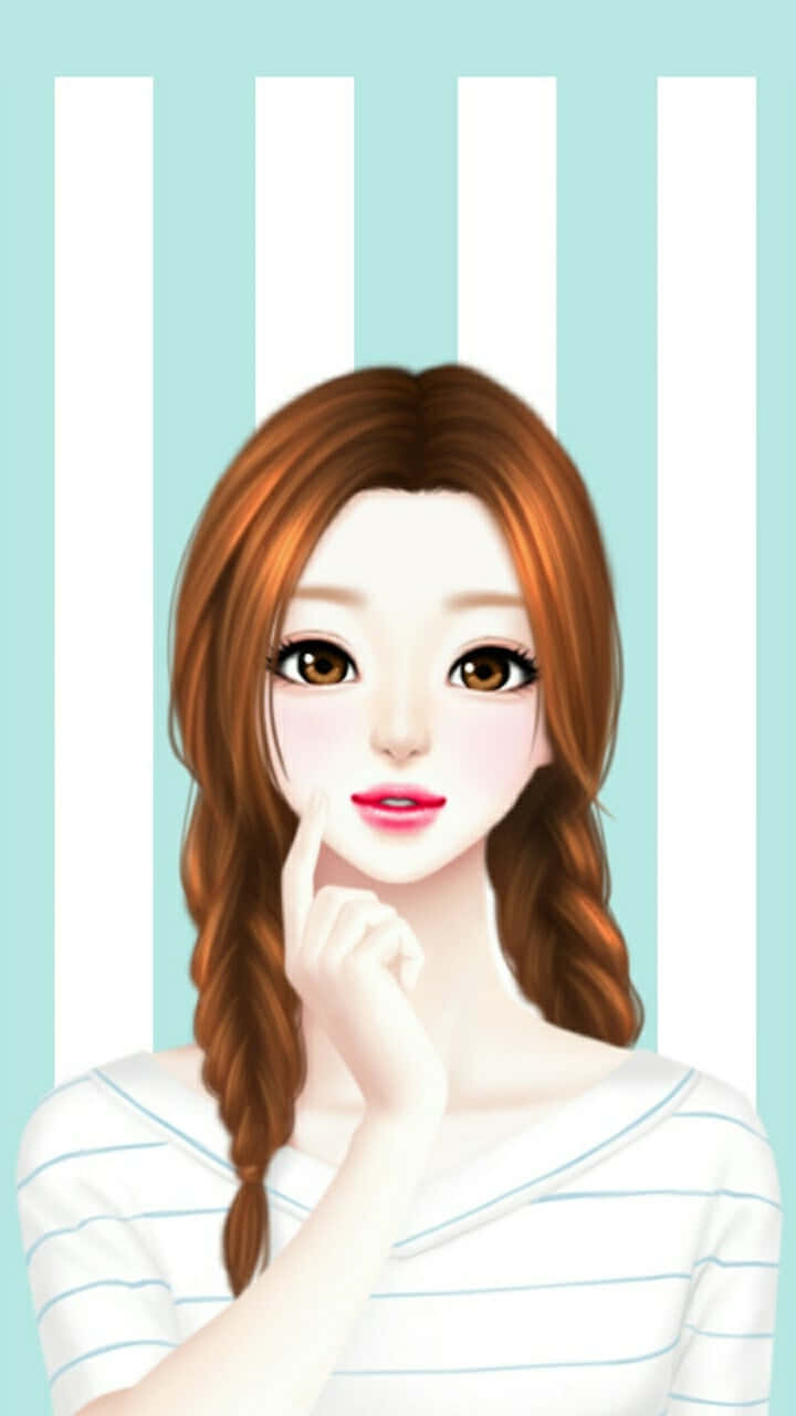anime girl, braided auburn hair, pink lips, HD Phone Wallpaper