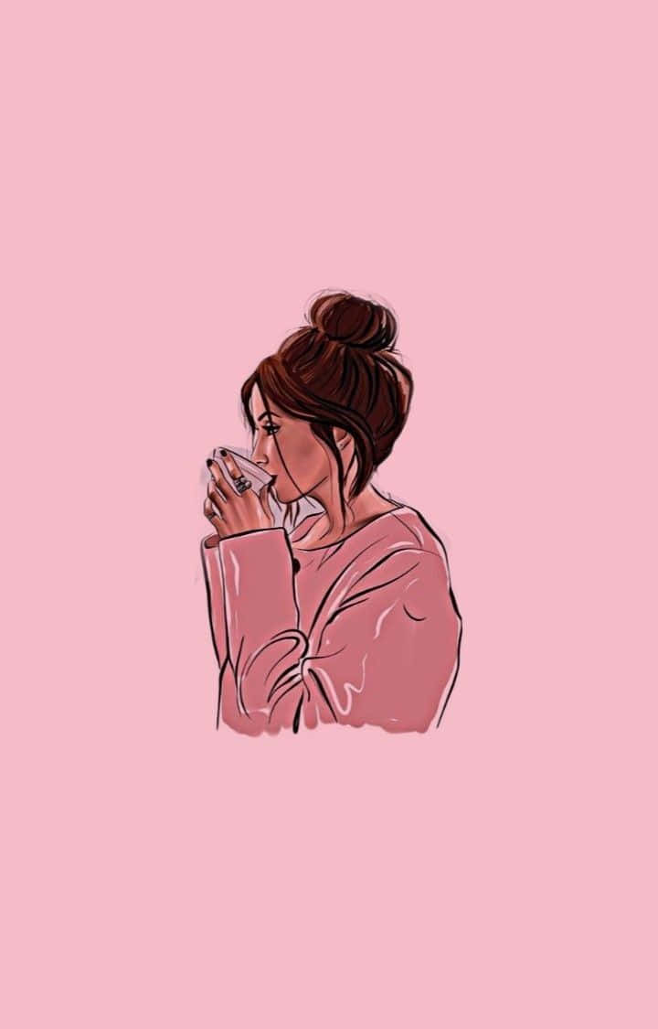 pink sweater, solid pink background, soft digital art, SD Phone Wallpaper