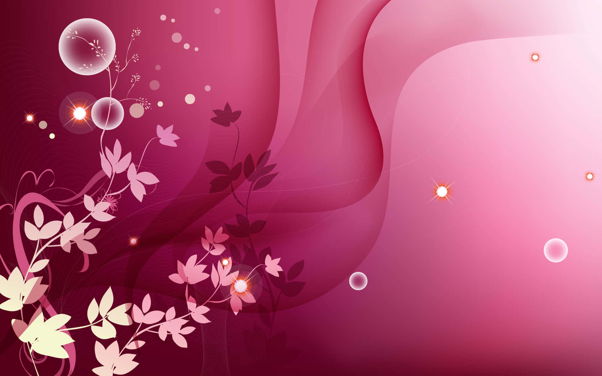 pink abstract background, delicate floral vines, magenta and rose gradient, Full HD Desktop Wallpaper
