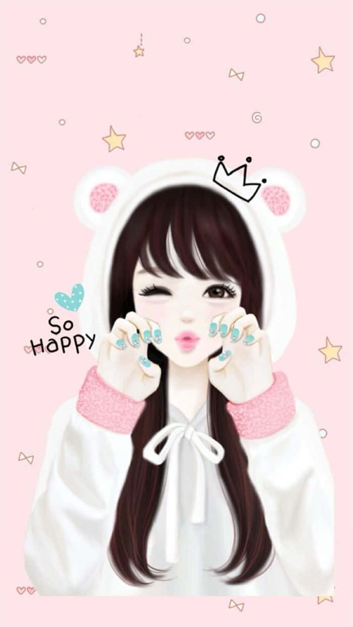 pink teddy bear outfit, white bear hoodie, pink background, SD Phone Wallpaper