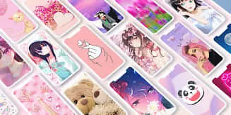 beautiful girly, anime-style, pastel tones, SD Desktop Wallpaper