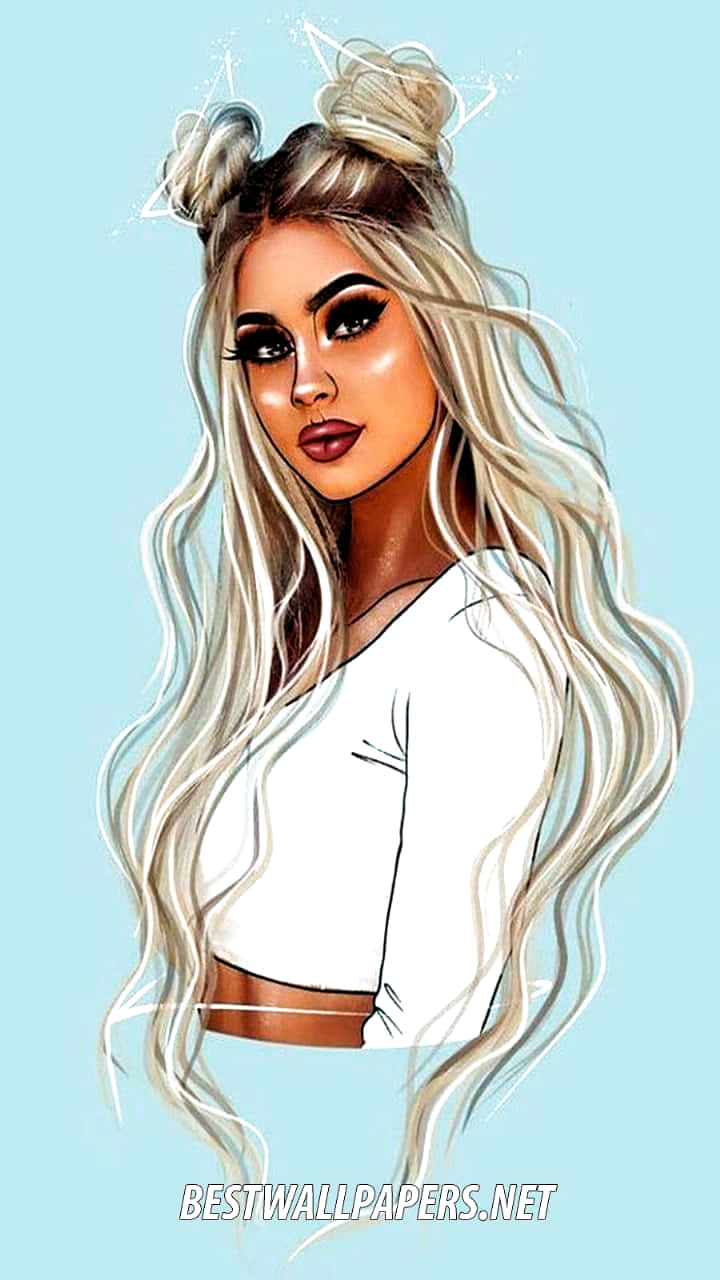 cute girly girl, glittery eyes, long blonde hair, HD Phone Wallpaper