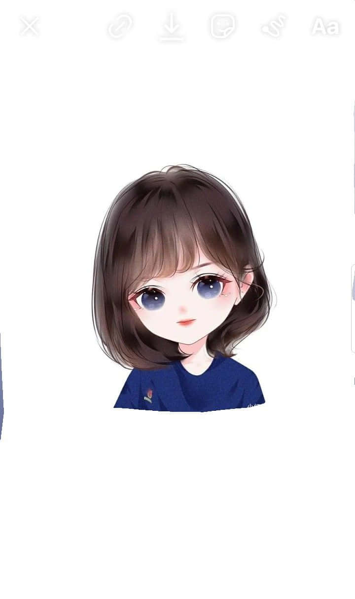 cute anime girl, brown hair, big blue eyes, SD Phone Wallpaper