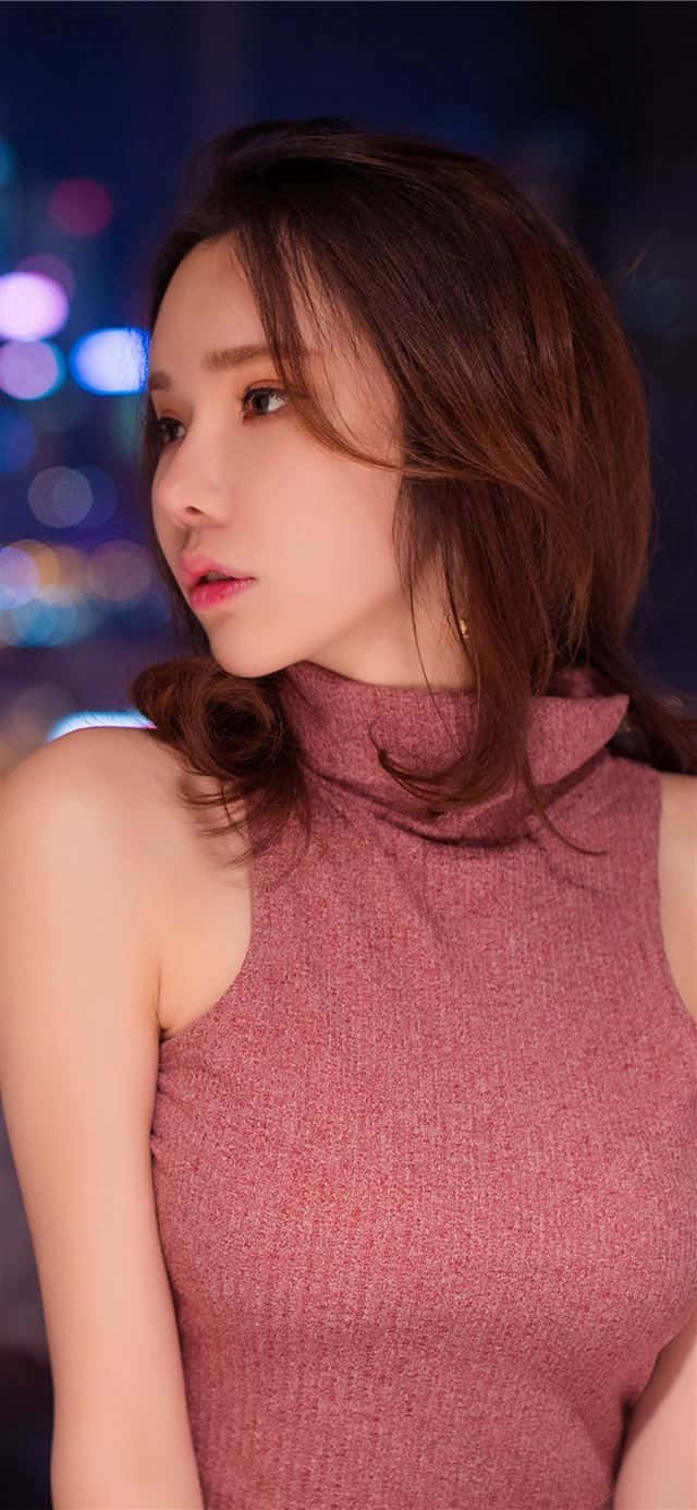 pink textured top, blurred city night backdrop, glowing bokeh lights, HD Phone Wallpaper