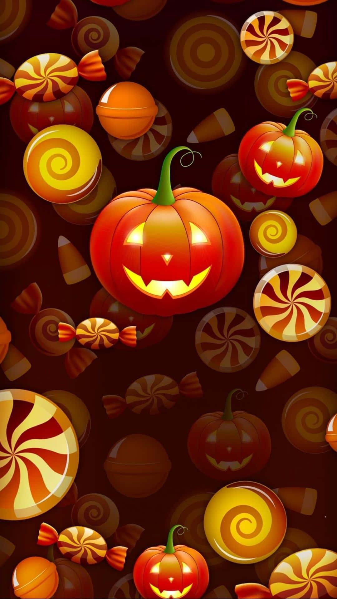 Halloween, jack-o'-lanterns, swirl candies, Full HD Phone Wallpaper