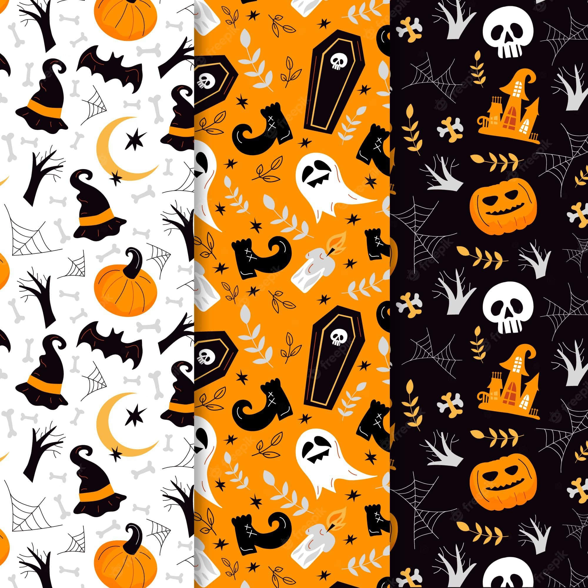 Halloween, pumpkins, skulls, Full HD Desktop Wallpaper