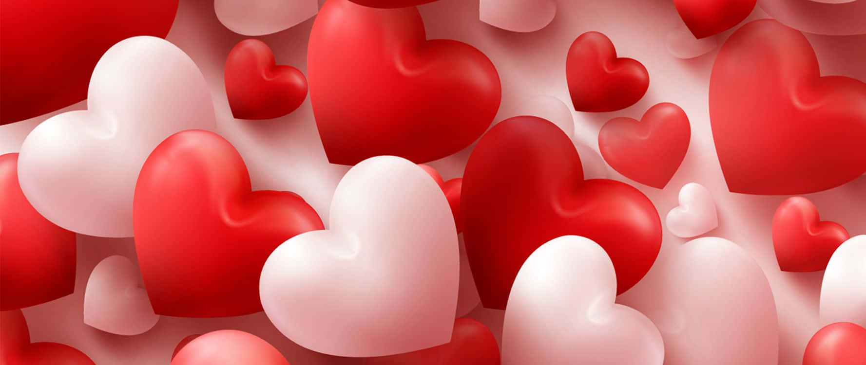 cute hearts, glossy red, white hearts, HD Desktop Wallpaper