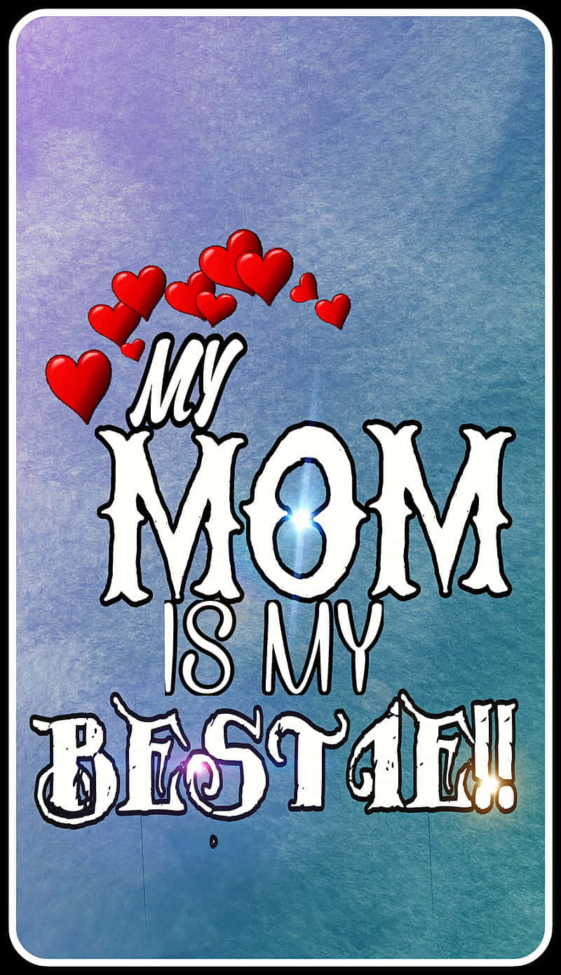 My Mom My Bestie Love Hearts Graphic, red hearts, textured blue purple gradient background, HD Phone Wallpaper