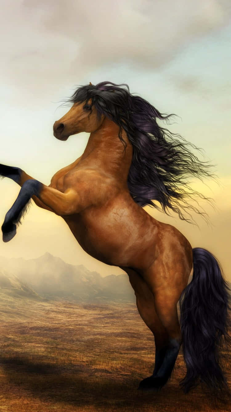 beautiful horse iphone, brown horse, dark mane, HD Phone Wallpaper