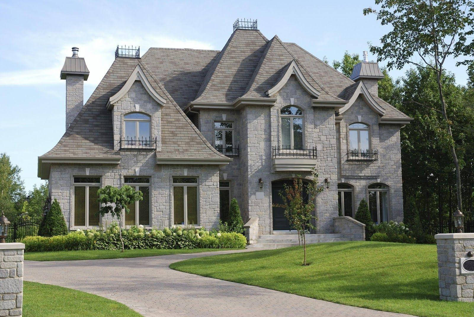 concrete two storey beautiful house, stone mansion, steep gabled roofs, HD Desktop Wallpaper