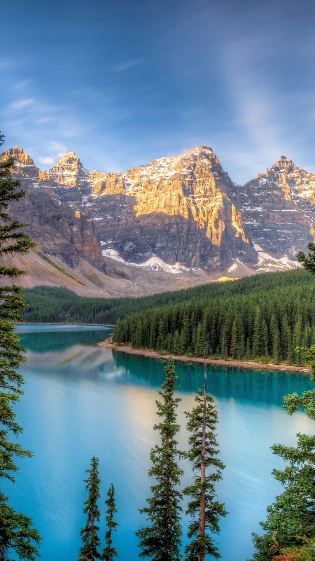 Beautiful Lake, turquoise lake, snow-dusted mountains, Full HD Phone Wallpaper