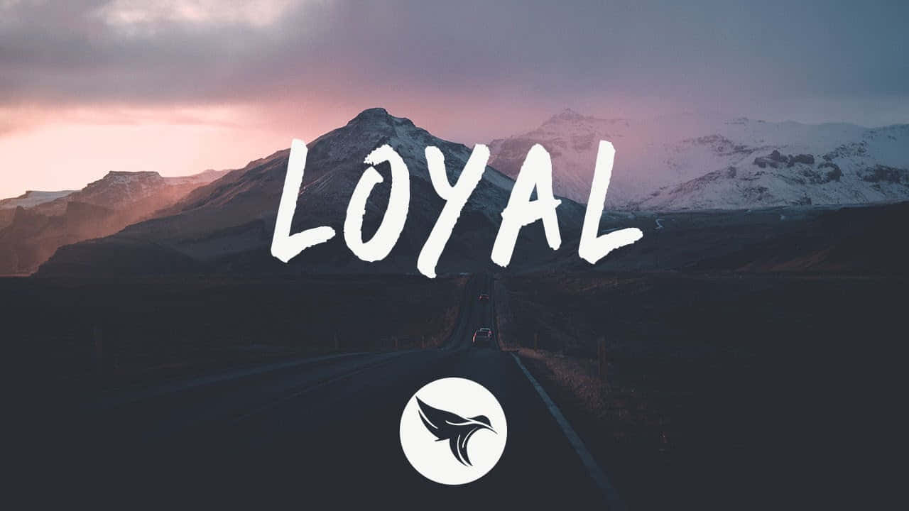 LOYAL, snow-capped mountains, pink and purple sunset sky, HD Desktop Wallpaper