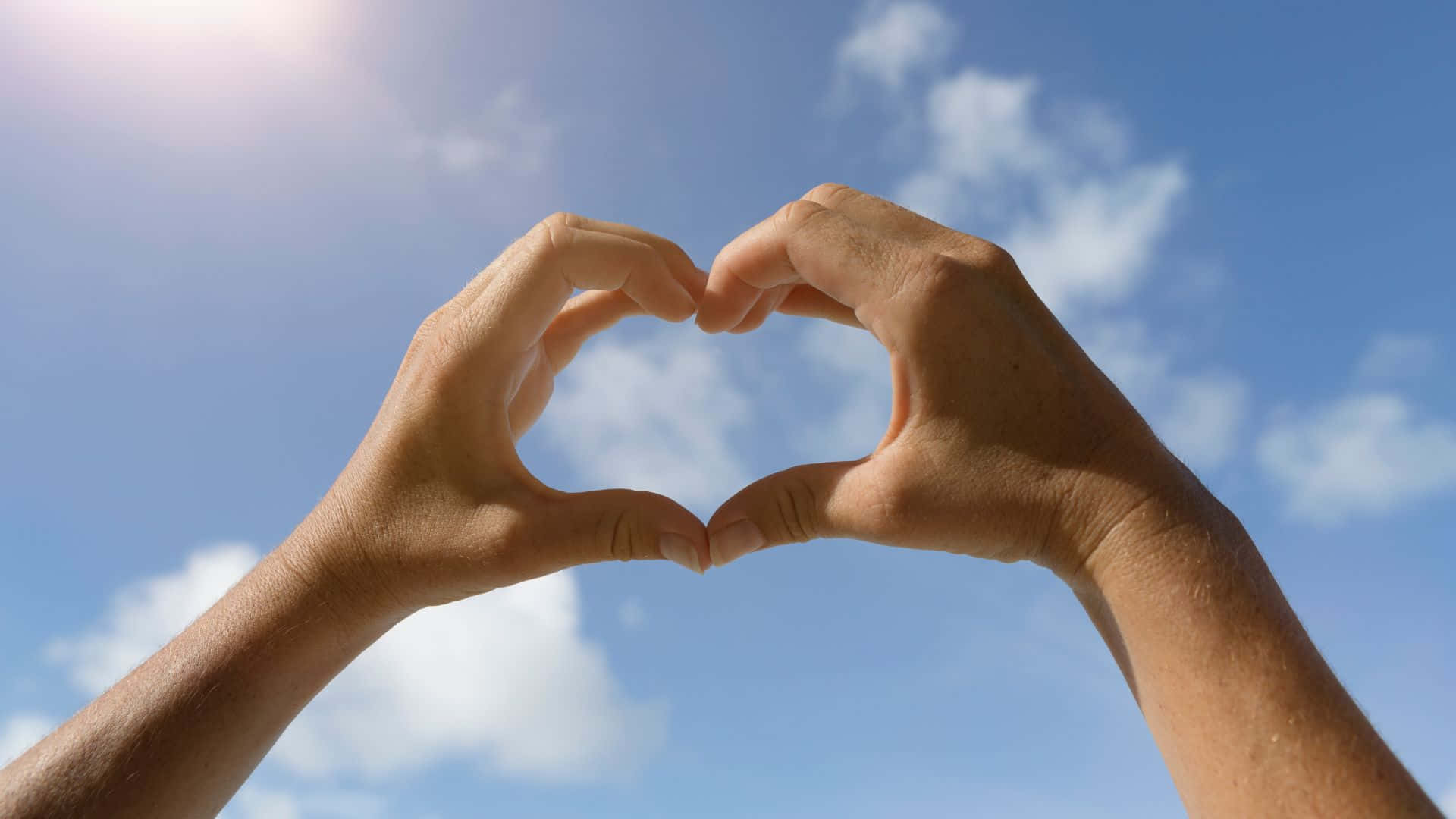 Beautiful Love, sun flare, bright blue sky, Full HD Desktop Wallpaper