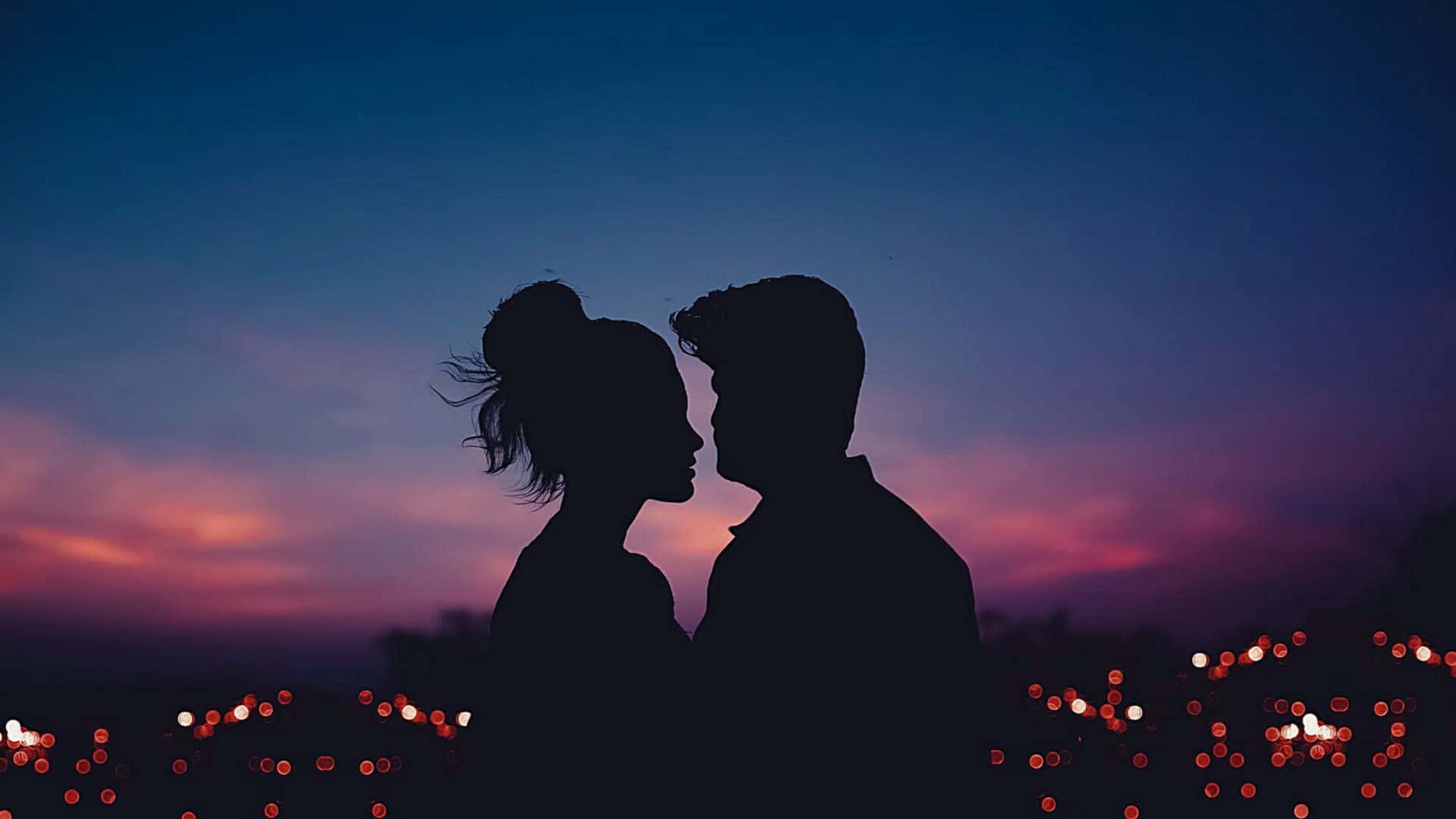 beautiful love, twilight sky, purple and orange hues, Full HD Desktop Wallpaper