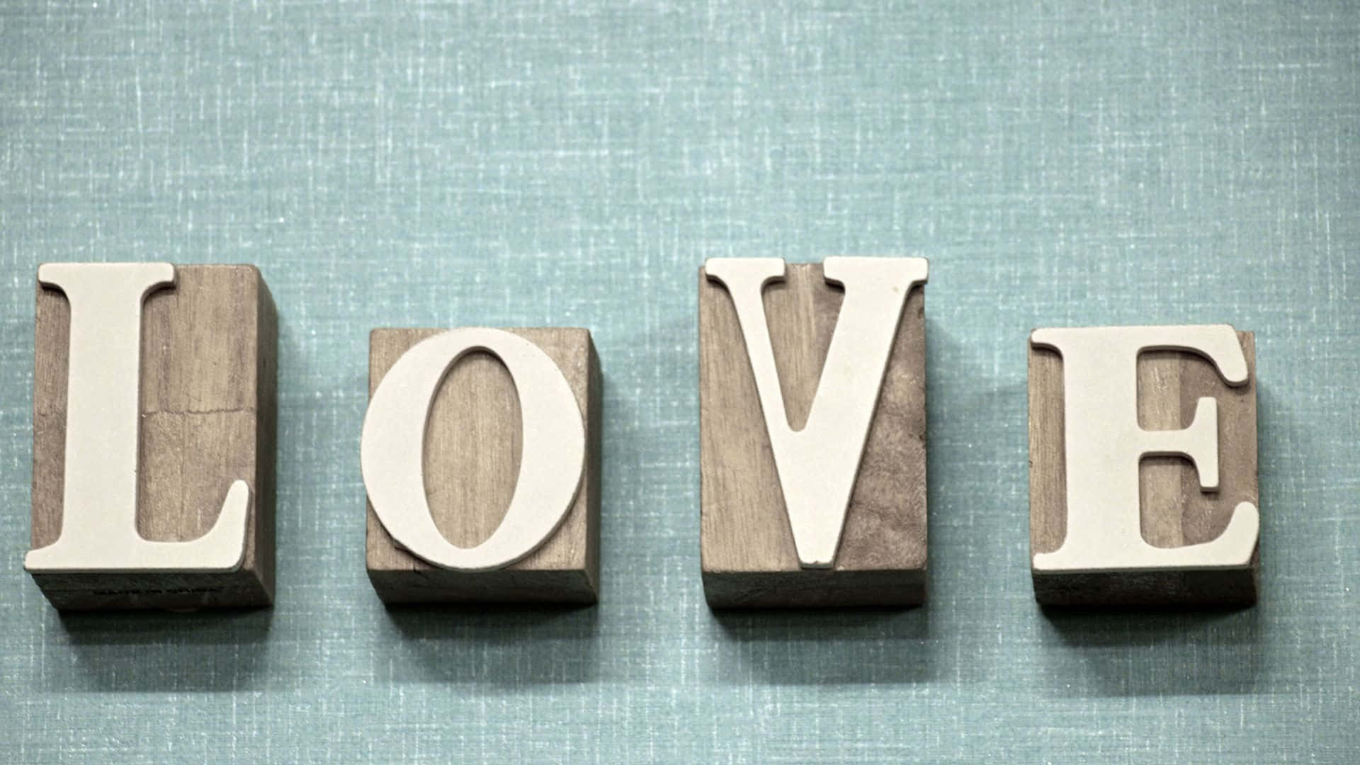 LOVE, teal, textured fabric, Full HD Desktop Wallpaper