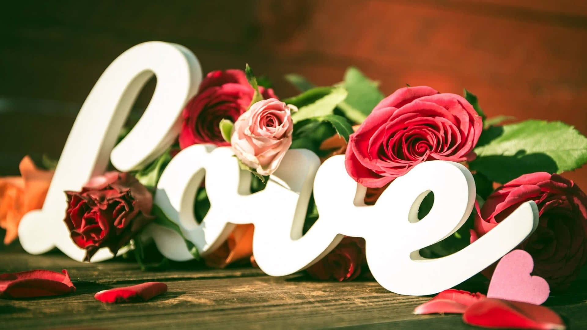 love, red roses, pink roses, Full HD Desktop Wallpaper