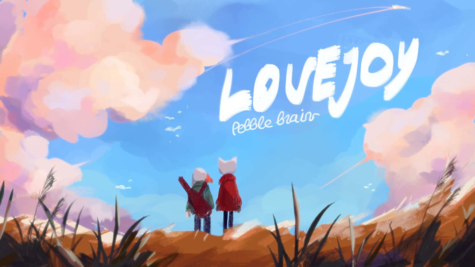 Love Joy, red jackets, hill, Full HD Desktop Wallpaper