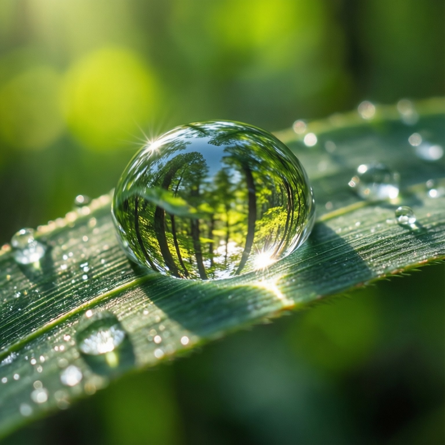 dewdrop lens, dew drop, leaf, HD Desktop Wallpaper