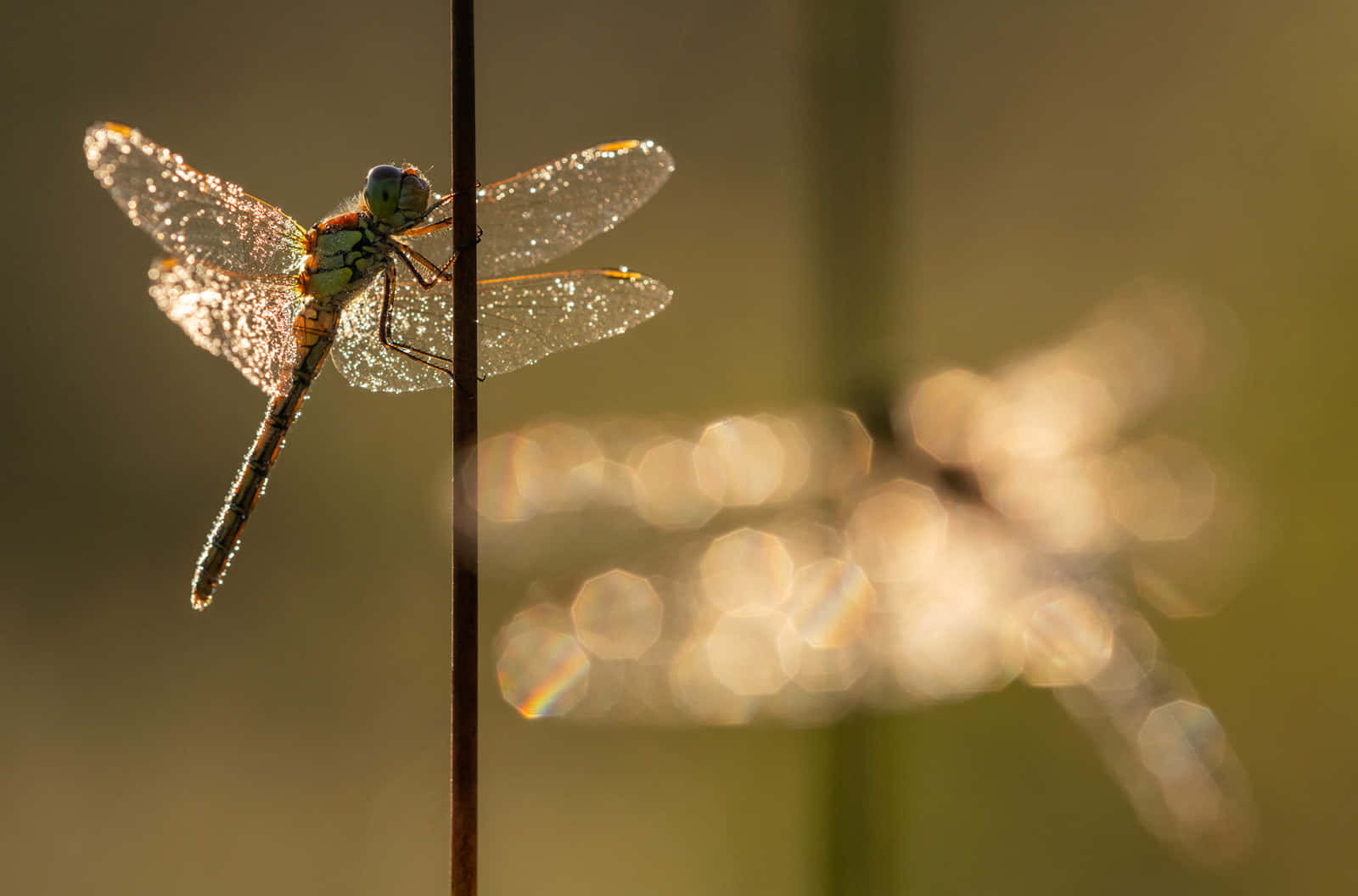 dragonfly, translucent wings, stem, HD Desktop Wallpaper