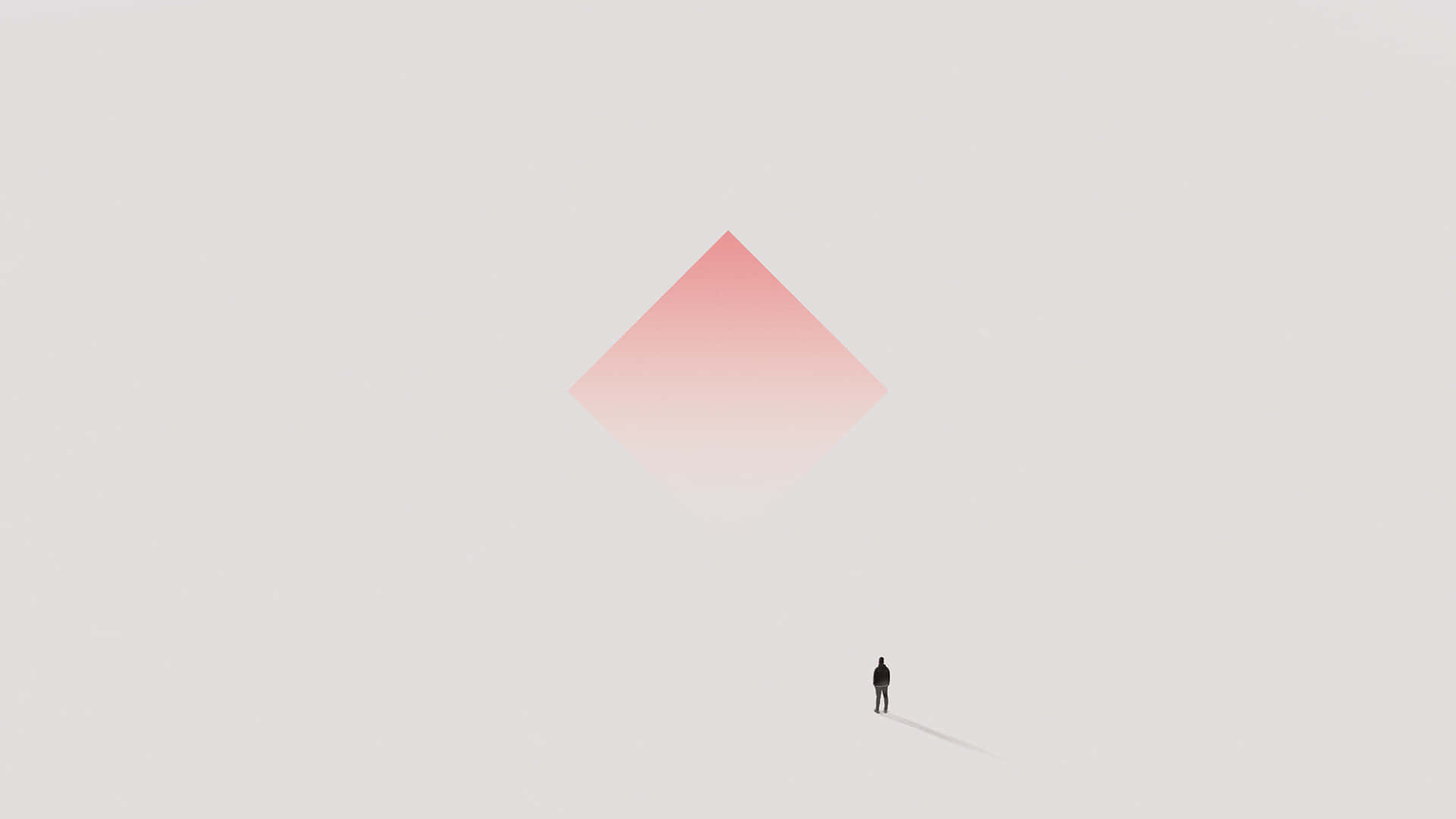 pink diamond, lone silhouette, reflecting water, Full HD Desktop Wallpaper