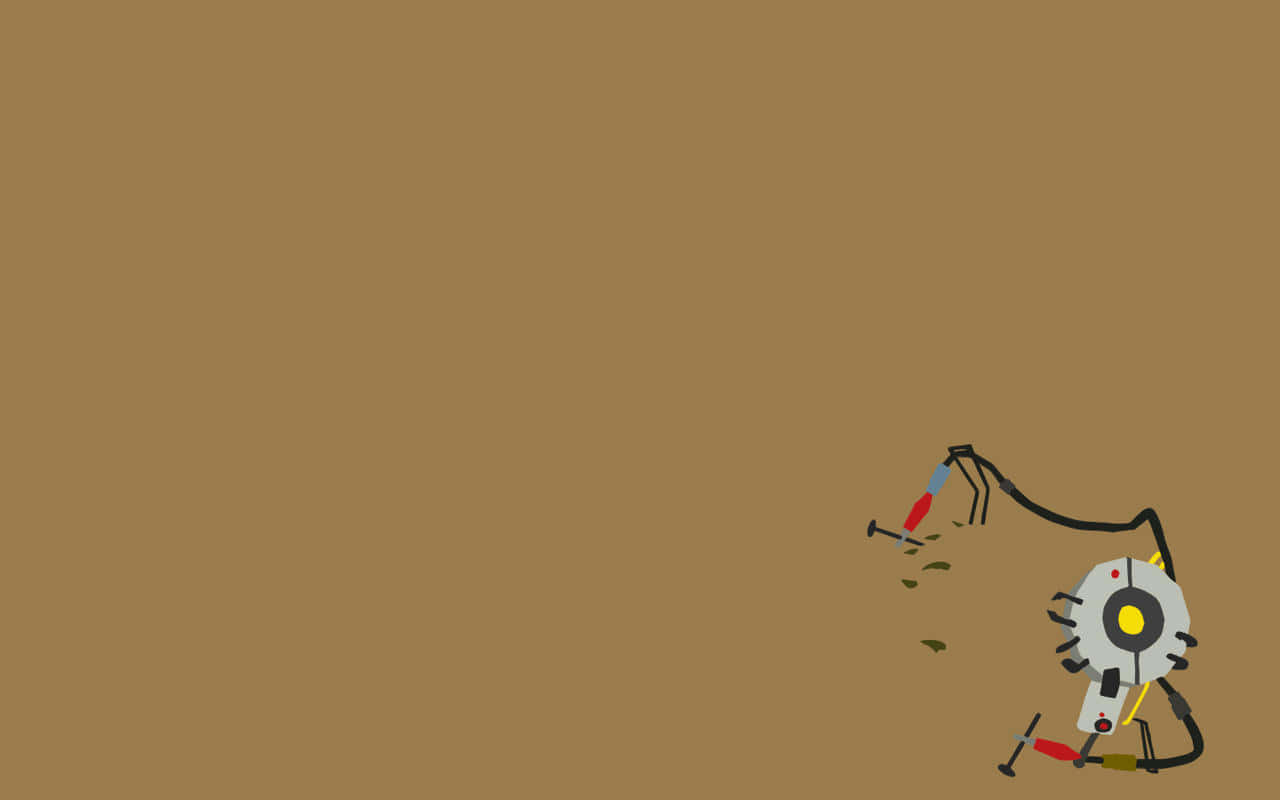 minimalist cartoon robot, yellow eye, black limbs, HD Desktop Wallpaper