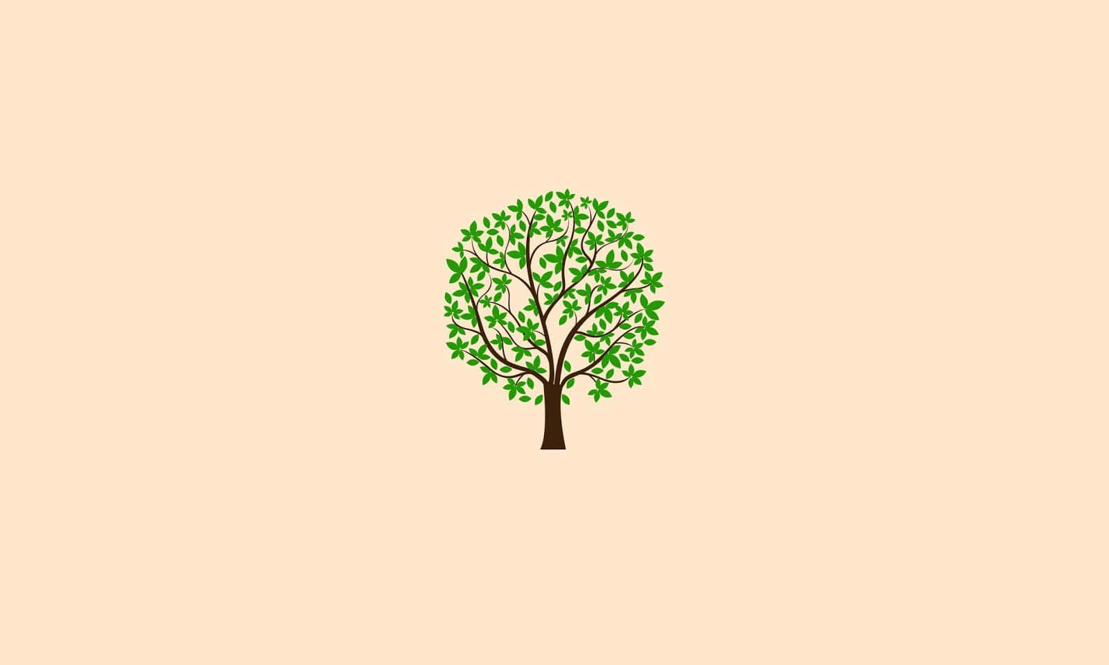 Serene Forest Pathway, stylized green tree, brown branches, HD Desktop Wallpaper
