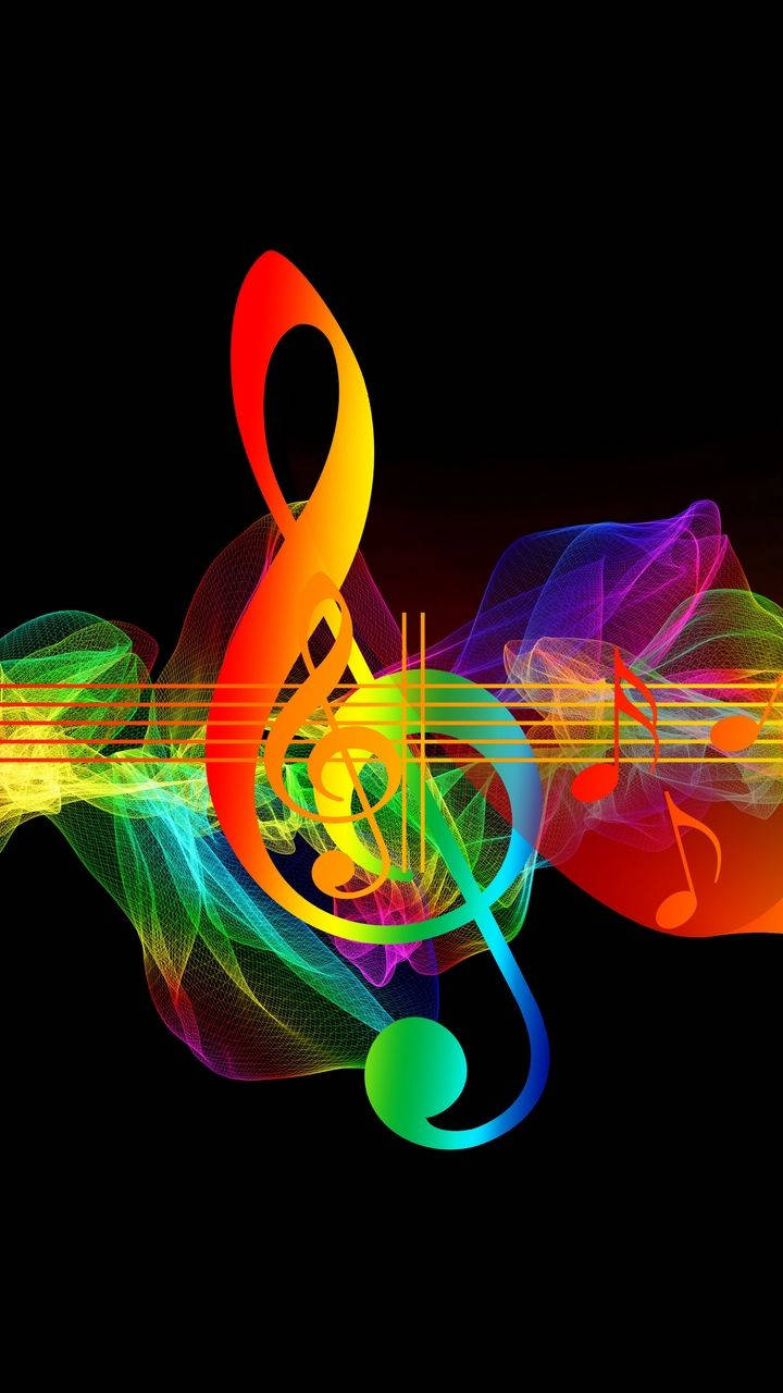 rainbow, treble clef, musical notes, HD Phone Wallpaper