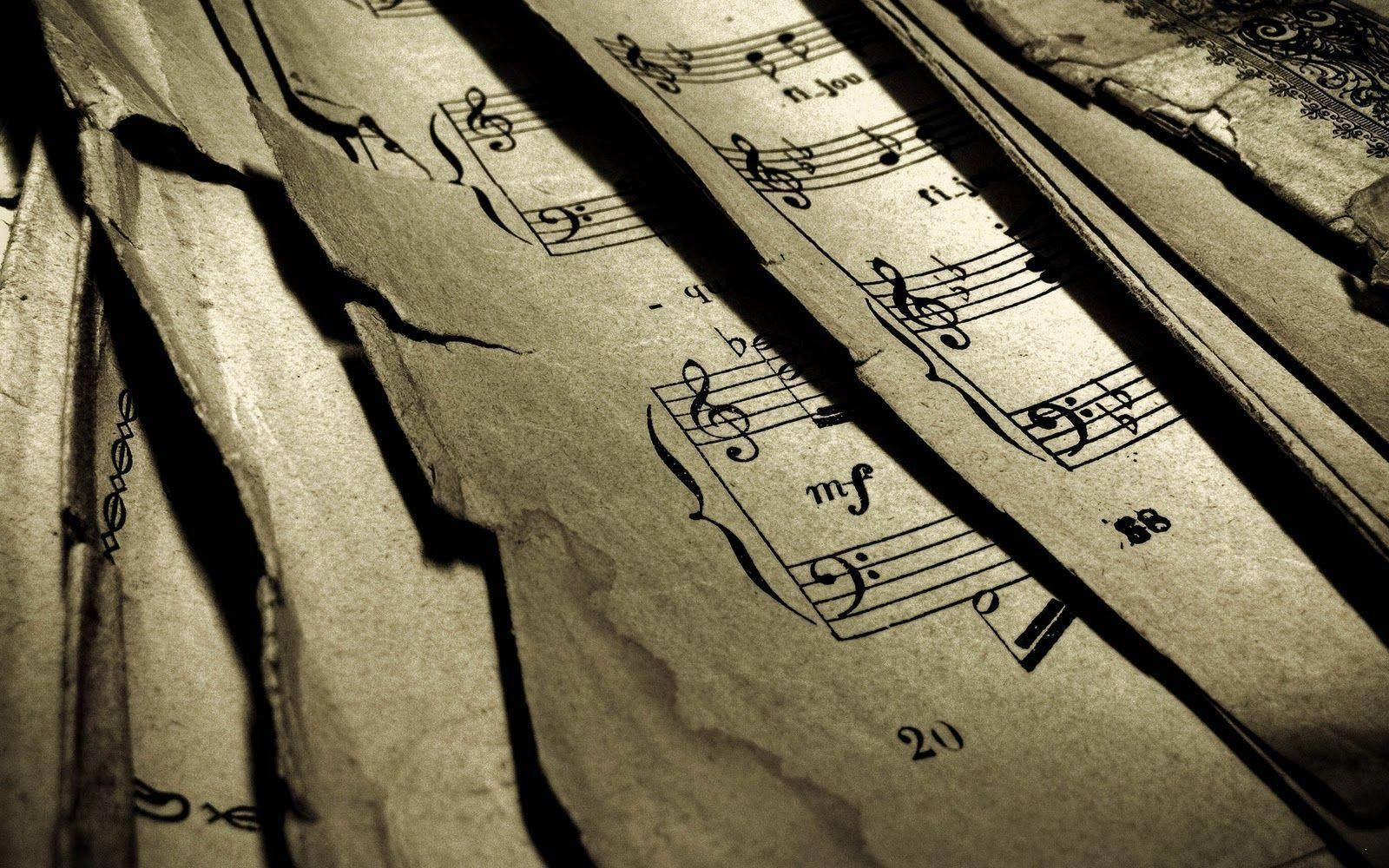 vintage sheet music, musical notes, faded ink, HD Desktop Wallpaper