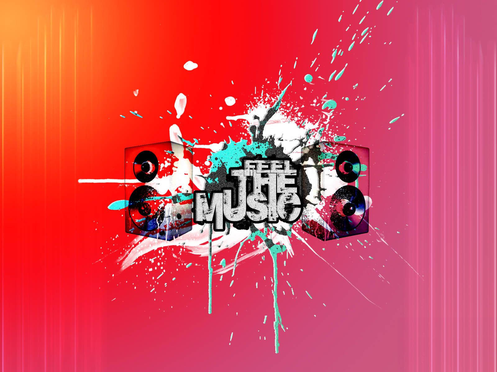 FEEL THE MUSIC, graffiti-style, speaker icons, HD Desktop Wallpaper