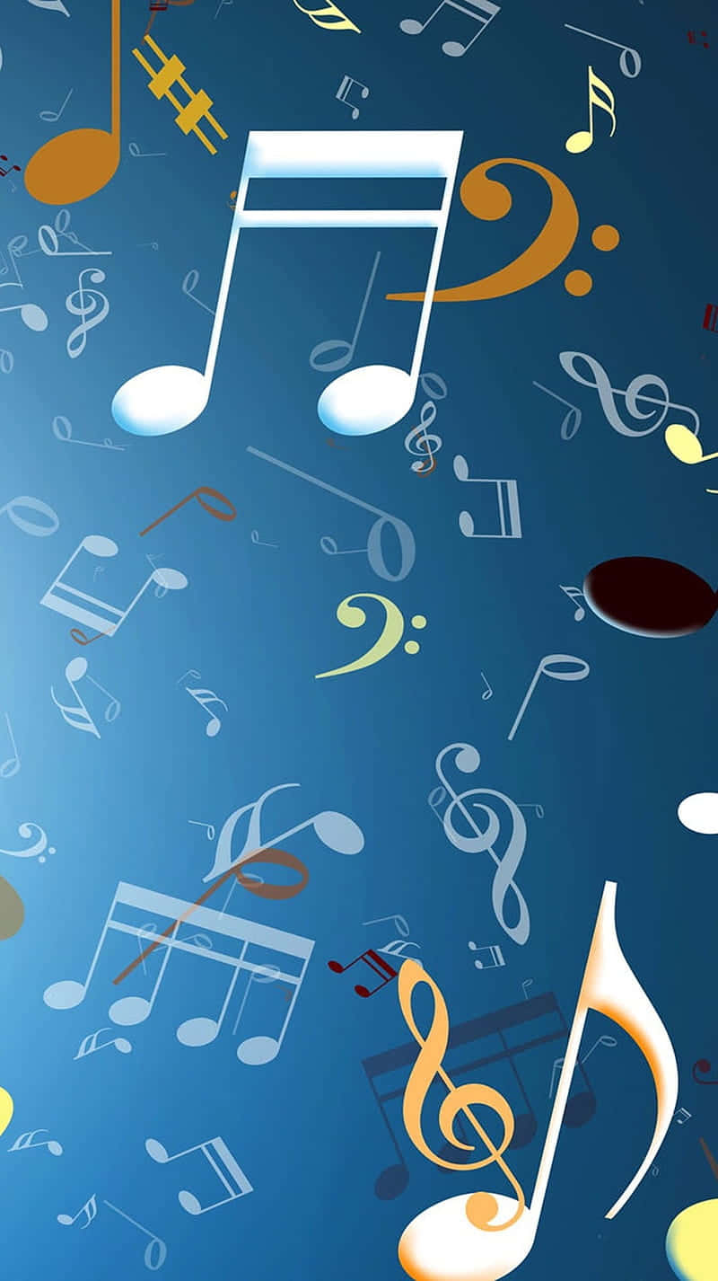 musical notes, vibrant colors, gradient blue background, HD Phone Wallpaper
