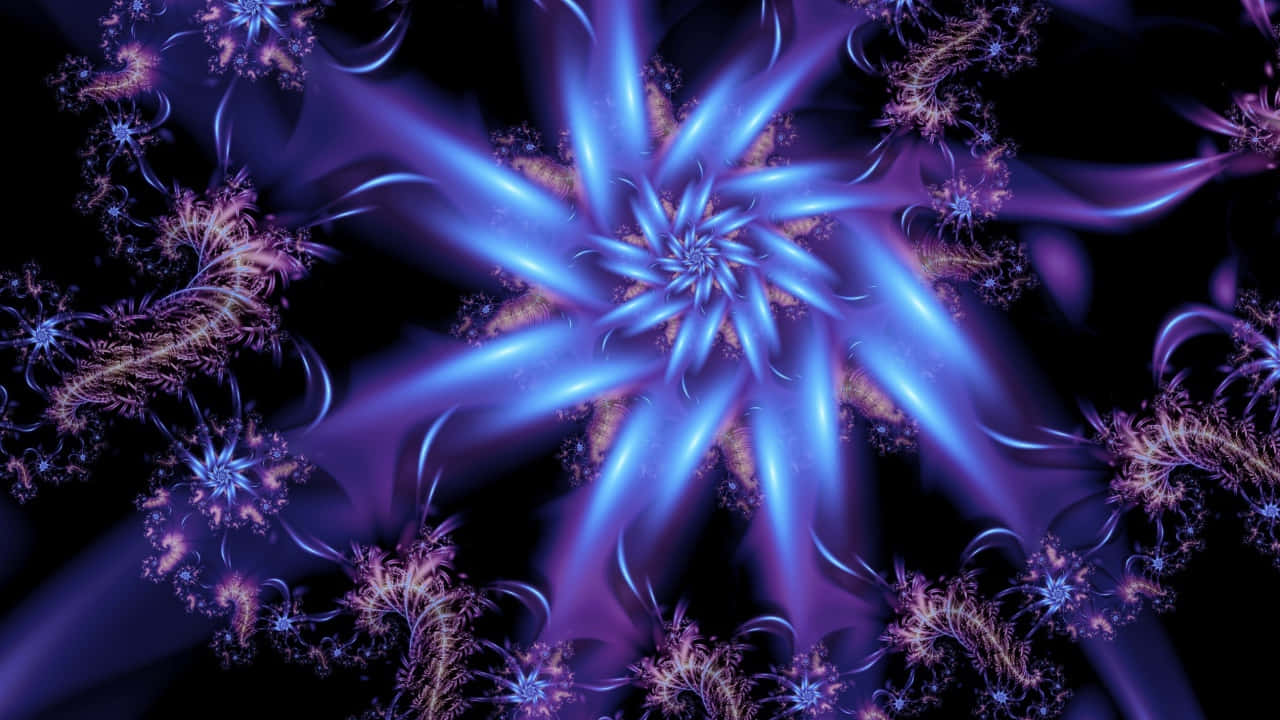 blue, purple, fractal explosion, HD Desktop Wallpaper