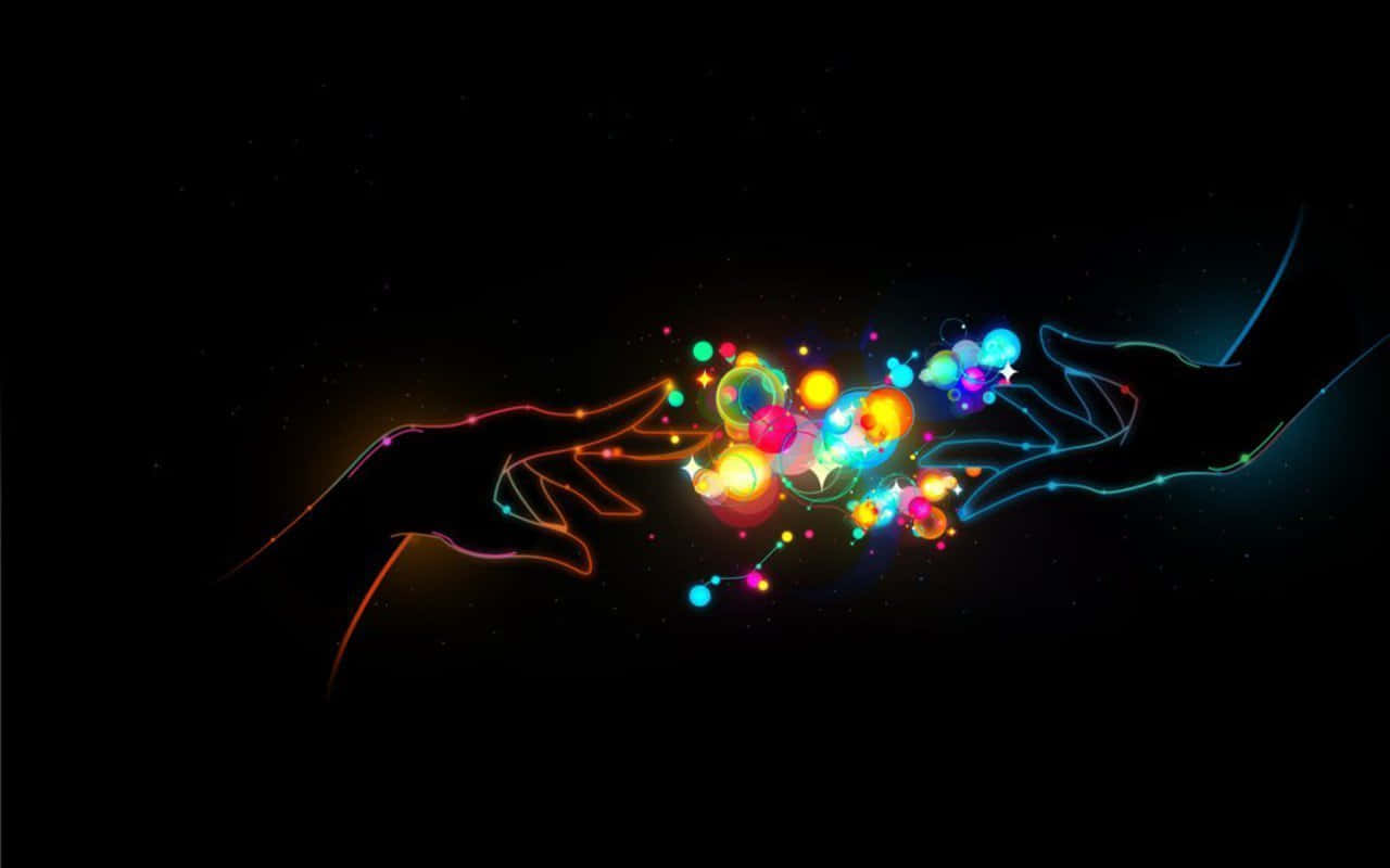Neon Cityscape, vibrant glowing orbs, digital art style, HD Desktop Wallpaper