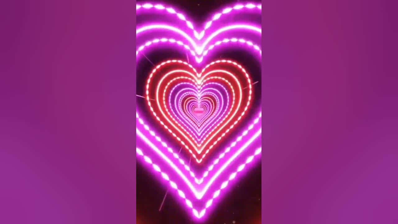 neon geometry, nested hearts, pink and red neon lights, HD Desktop Wallpaper