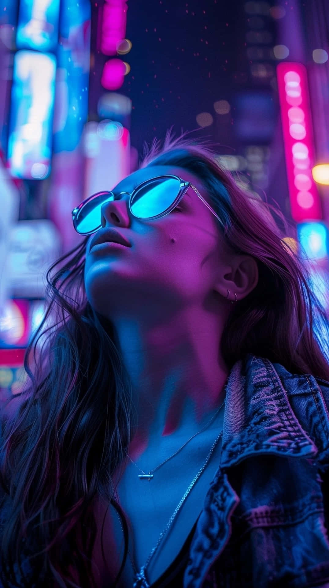 Neon Nightlife Urban Dreamer, electric blue, magenta, Full HD Phone Wallpaper