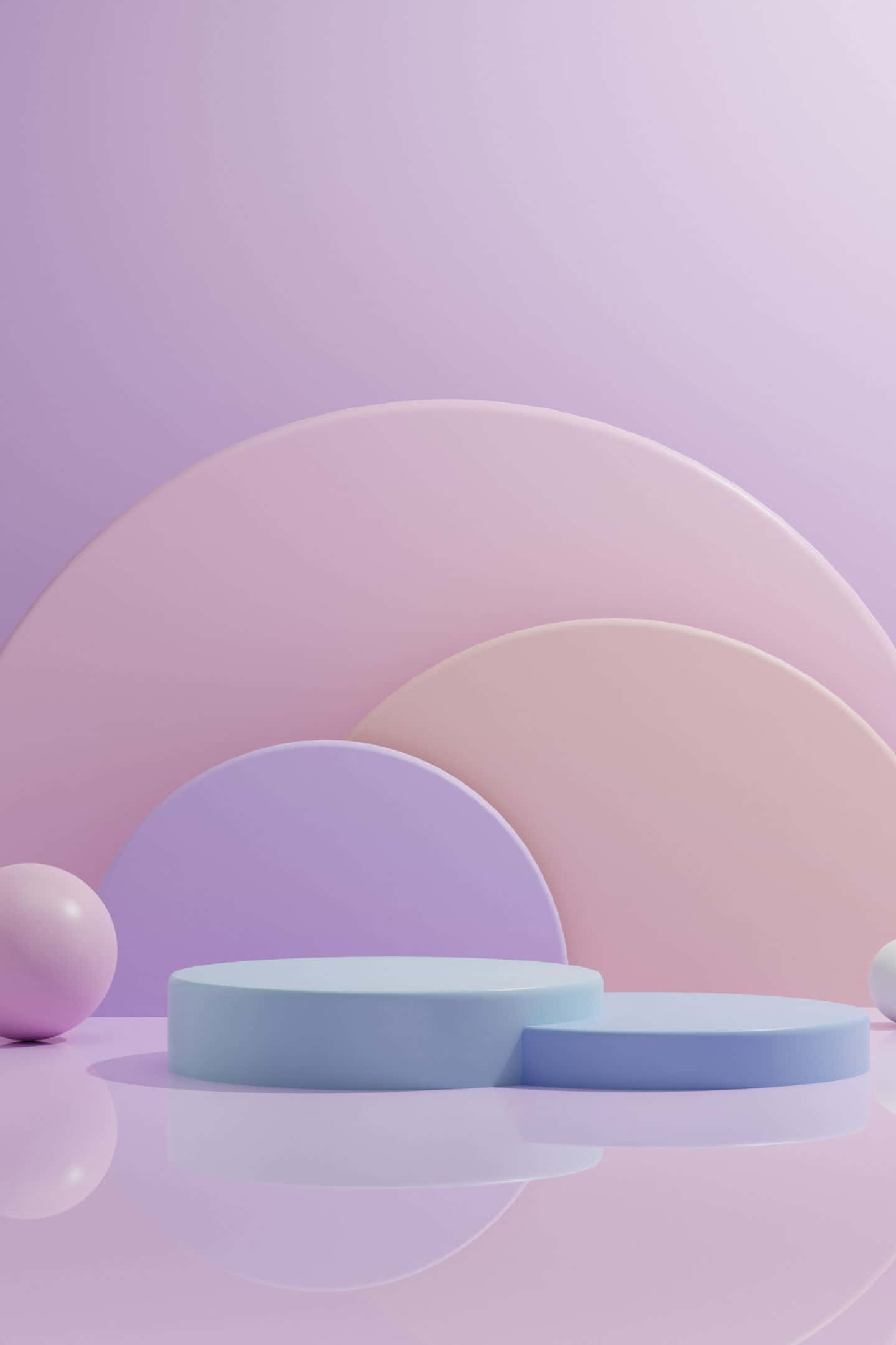 crystal clear ocean waters, soft pastel geometric shapes, dreamy lavender gradient, Full HD Phone Wallpaper