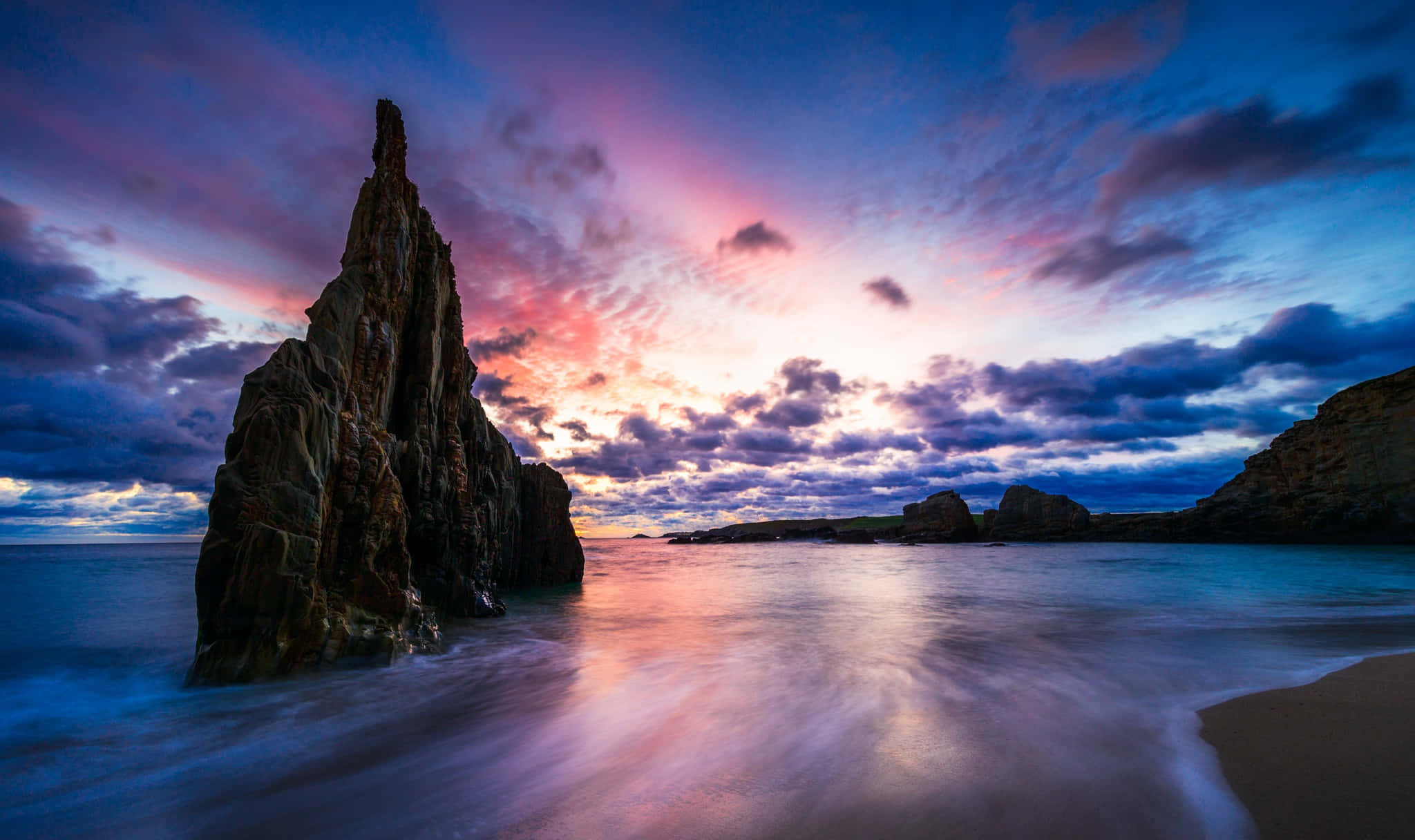 Serene Ocean View, Sunset, twilight sky, Full HD Desktop Wallpaper