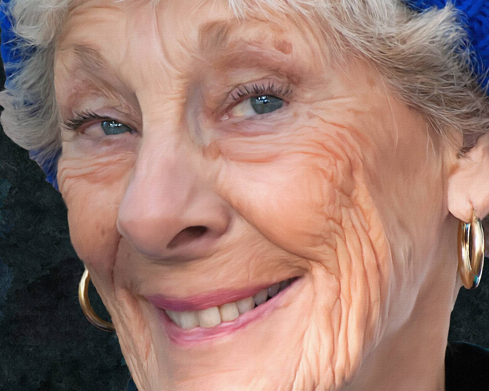 beautiful older woman, blue eyes, gold hoop earrings, HD Desktop Wallpaper