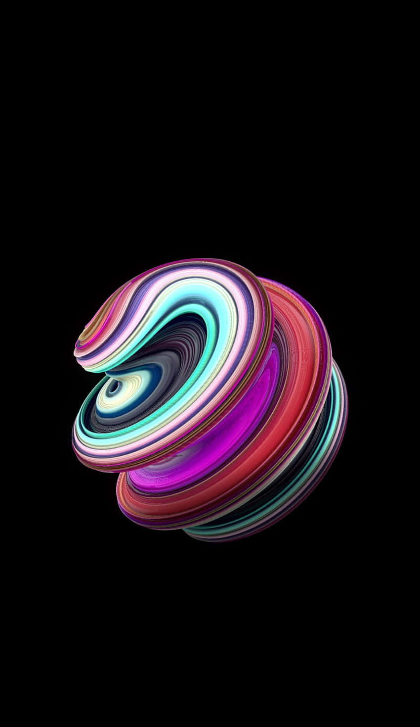 neon ribbons, vibrant neon, black void, HD Phone Wallpaper