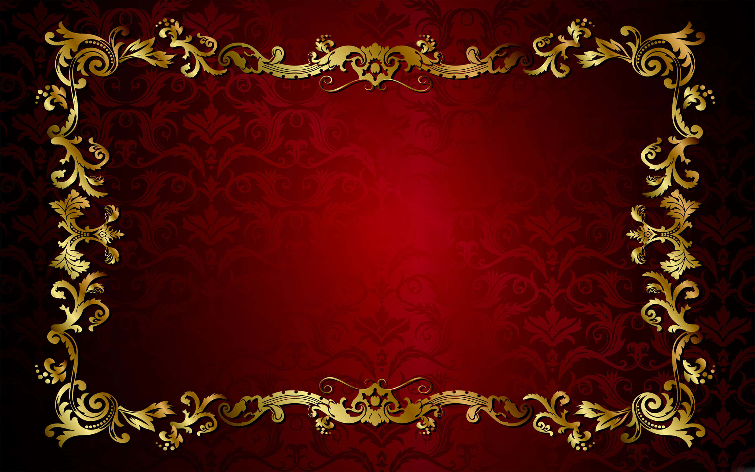 red, gold, damask, 2K Desktop Wallpaper