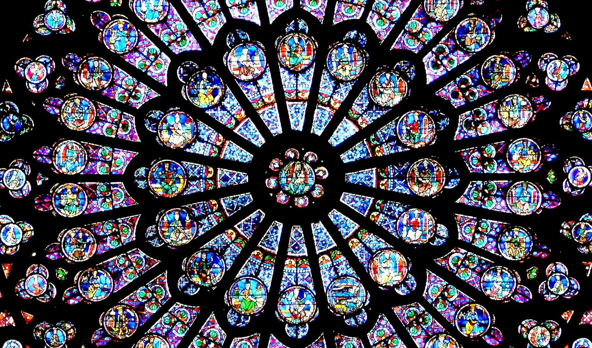 sacred geometry, stained glass rose window, intricate geometric patterns, Full HD Desktop Wallpaper